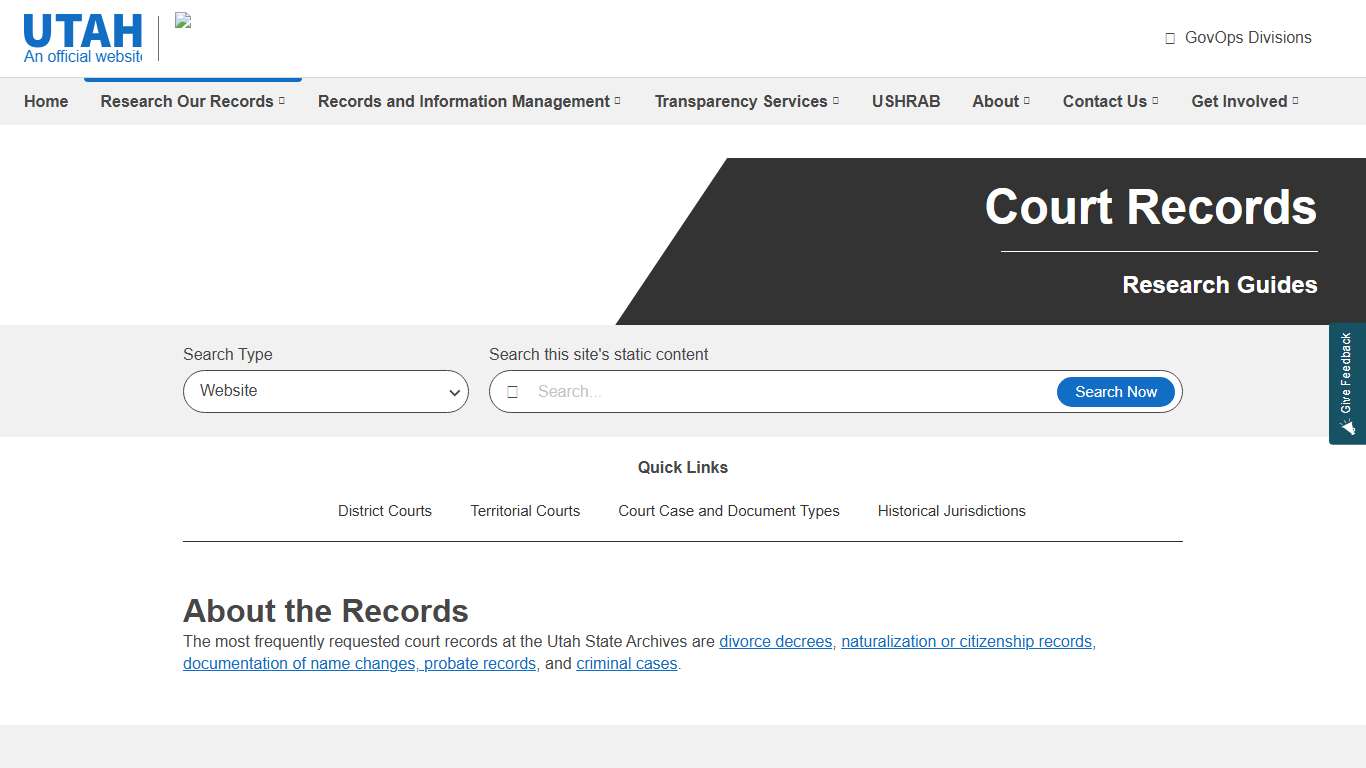 Court Records | Utah Division of Archives and Records Service